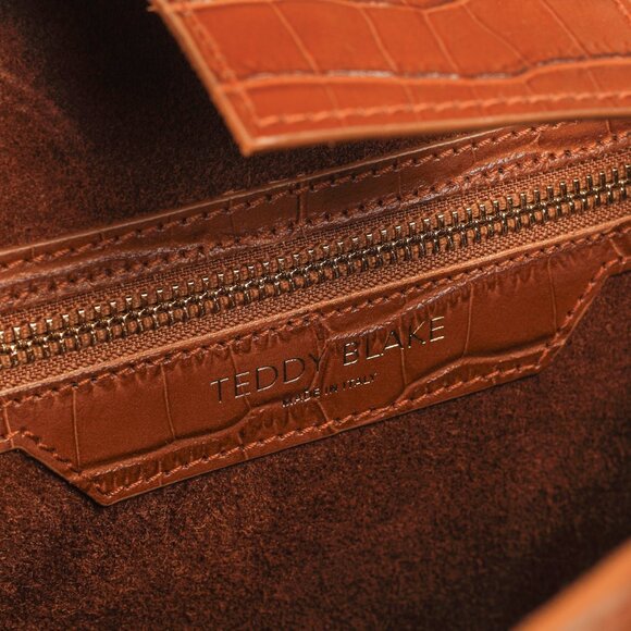 Teddy Blake Gigi Croco Camel Brown Top Handle Leather Handbag - Picture 12 of 12